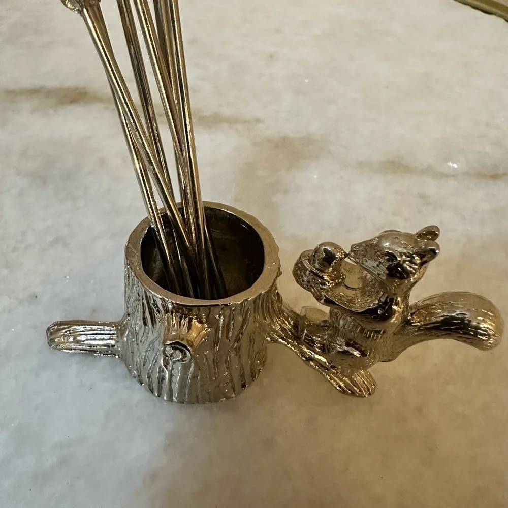 Silver Squirrel Cocktail Pick Holder